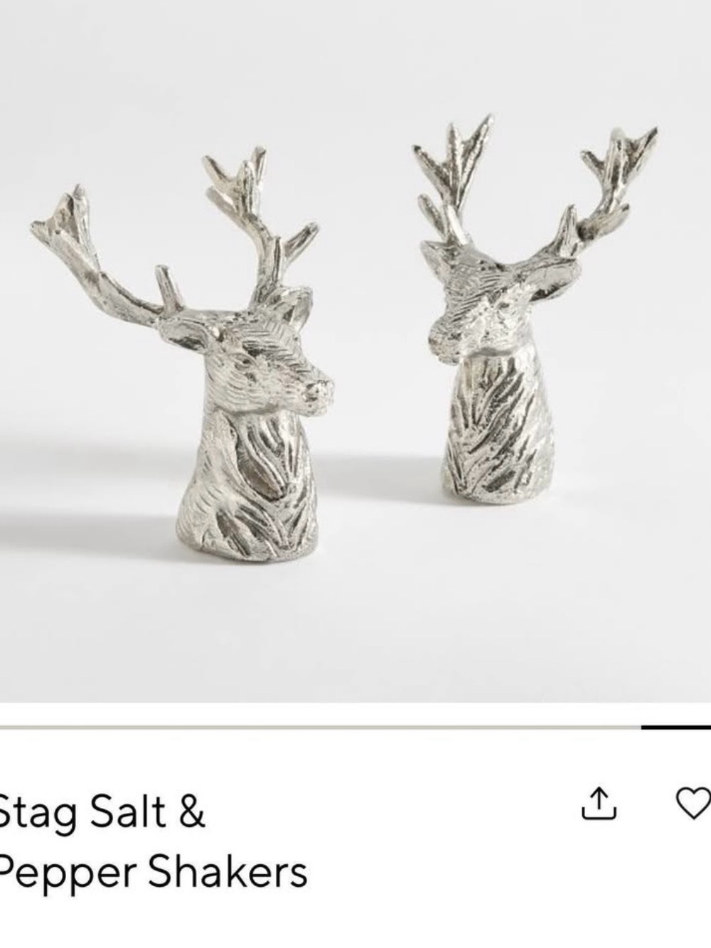 Pottery Barn stag salt and pepper shakers